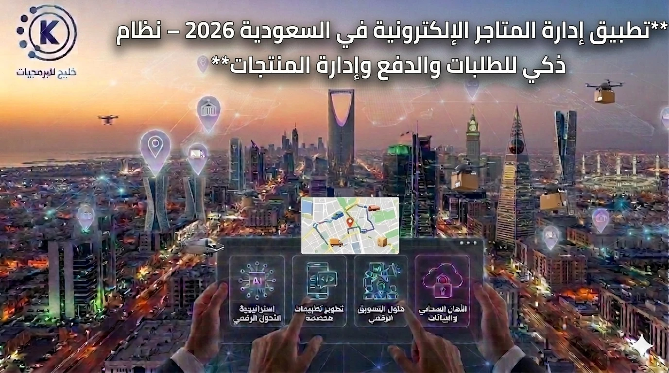 تطبيق إدارة المتاجر الإلكترونية في السعودية 2026 – نظام ذكي للطلبات والدفع وإدارة المنتجات