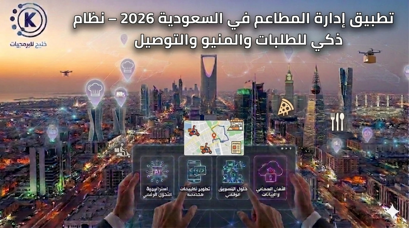 تطبيق إدارة المطاعم في السعودية 2026 – نظام ذكي للطلبات والمنيو والتوصيل