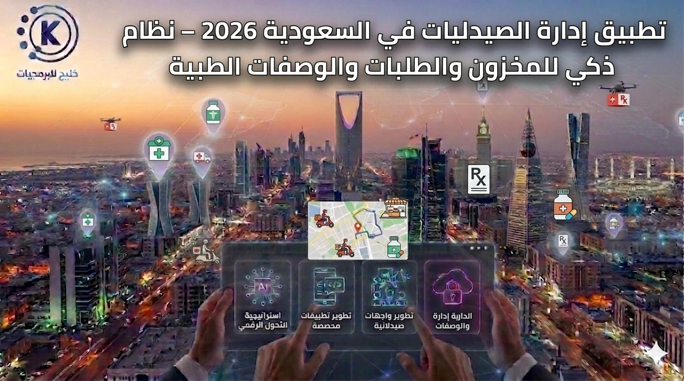 تطبيق إدارة الصيدليات في السعودية 2026 – نظام ذكي للمخزون والطلبات والوصفات الطبية