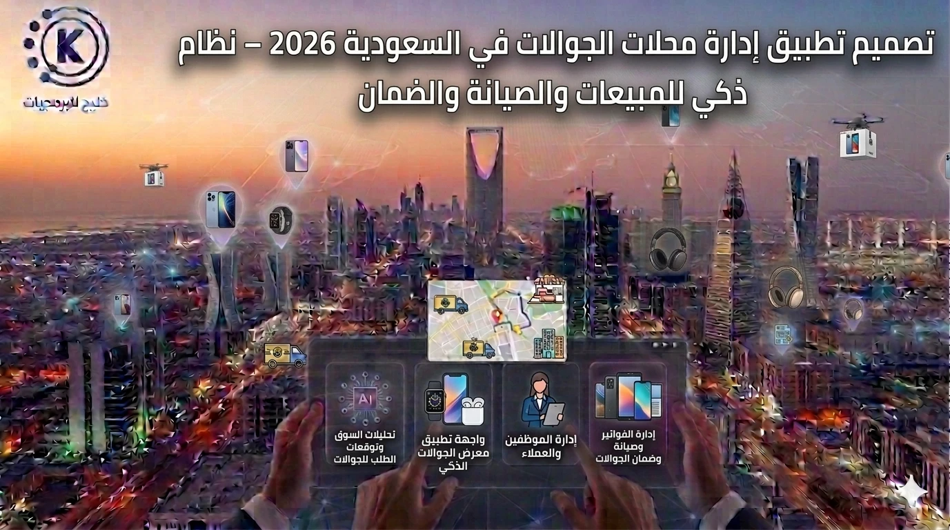 تصميم تطبيق إدارة محلات الجوالات في السعودية 2026 – نظام ذكي للمبيعات والصيانة والضمان