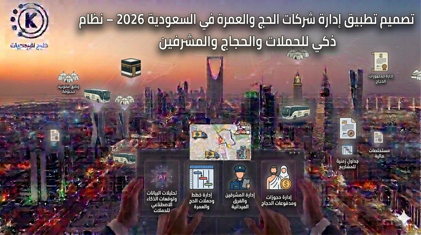 تصميم تطبيق إدارة شركات الحج والعمرة في السعودية 2026 – نظام ذكي للحملات والحجاج والمشرفين