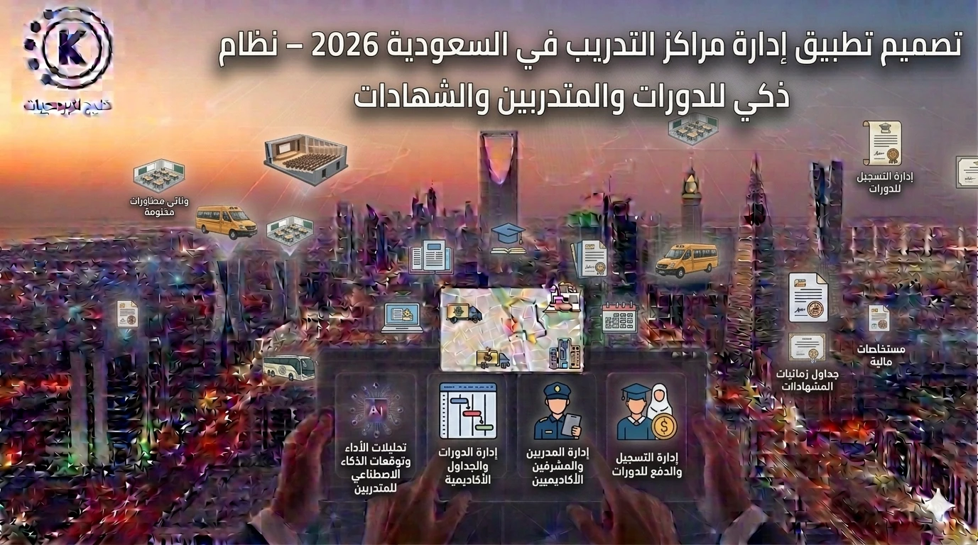 تصميم تطبيق إدارة مراكز التدريب في السعودية 2026 | نظام ذكي للدورات والمتدربين والشهادات